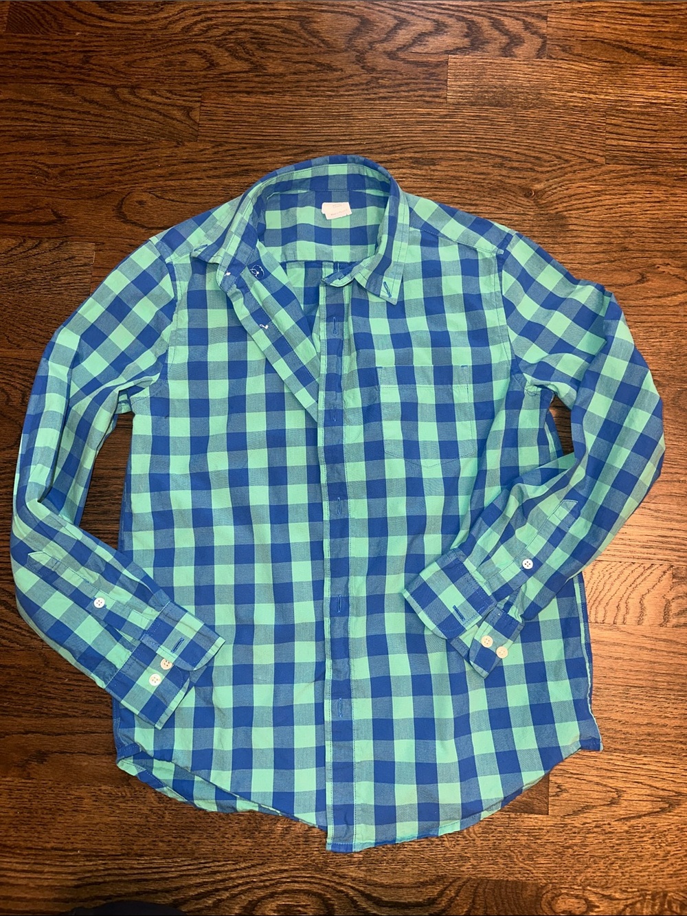 Crewcuts, boys, Blue and Green Check Button-Down Shirt